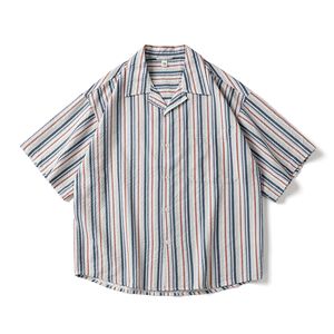 Mùa hè của nam giới nút lên Ngắn Tay Áo sơ mi sọc mô hình bông Hawaii Áo sơ mi - Product Image 1