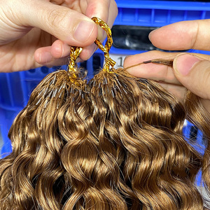 Extension per <span class=keywords><strong>capelli</strong></span> umani Miracle Knots Pre-Separati, castano <span class=keywords><strong>cioccolato</strong></span>, ricci alla francese, per uncinetto, invisibili, colore biondo, per trecce all'uncinetto - Product Image 4