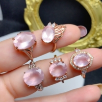 Bague de fiançailles classique très populaire en argent sterling 925 avec quartz rose naturel taille ovale, certifiée CMA, grande pierre, pour mariage et fête