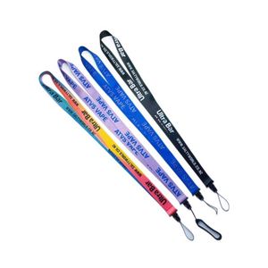 Lanières personnalisées en polyester avec logo promotionnel, sublimation, transfert thermique, satin, imprimées avec anneau en caoutchouc de silicone - Product Image 1
