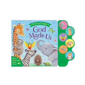 Livre sonore programmable à 6 boutons avec sonnettes d'histoires, livre pour enfants « Dieu nous a créés », livre d'apprentissage précoce intelligent pour bébés avec sons - Product Image 1