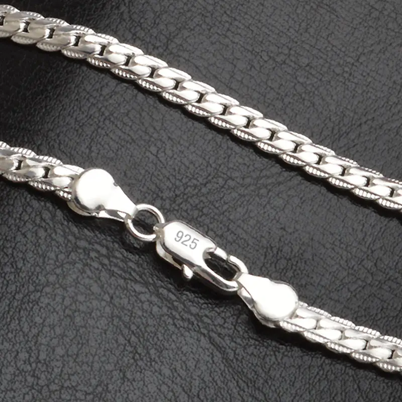 Ожерелье с серебряной цепочкой для мужчин и женщин, колье заполненное белым золотом 18 карат