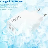 Chargeur USB-C 4 ports PD 120W avec charge rapide QC3.0 5V/3A pour téléphones et tablettes - Chargeur avec prise EU/US/UK