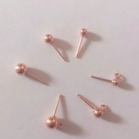 Boucles d'oreilles boule en or rose 14K avec anneau ouvert 3mm/4mm/5mm clous d'oreilles en perles rondes pour la fabrication de bijoux permanents faits à la main
