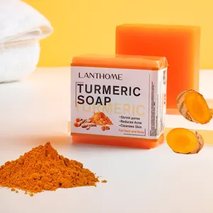 skin lightening Remove Pimples Dark Spots Hand Made Bar Soap Natural Organic Anti Acne Whitening Herbal Face Turmeric Soap