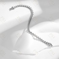 Bracelet Peishang Jewelry en argent sterling 925 plaqué or 14 carats, style vintage, double fermoir de sécurité, cœur incrusté de zircon, bracelet tennis