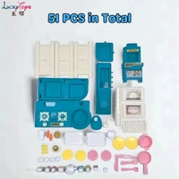 Cuisine miniature Lucky Green, style ouvert, assemblée, avec ustensiles de cuisine, vaisselle, jouets en plastique PP pour enfants