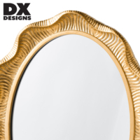 Miroir de table ovale ondulé DX Designs, finition métallique dorée antique en relief, miroir de vanité pour bureau ou commode