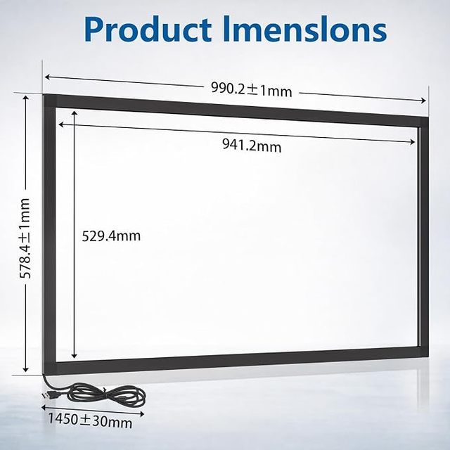 43 Inch 20 Point Interactive IR Touch Panel High-Sensitivity Infrared Frame, Support Finger/Glove/Stylus, Windows, Linux,Android