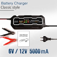 Chargeur de batterie de moto et de voiture 5A 220V AC vers 6V/12V DC avec charge en 3 étapes et prise en charge AGM