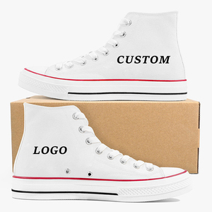 Men's <strong>High</strong>-<strong>Top</strong> Canvas <strong>Sneakers</strong> Comfortable Casual Walking Shoes With Embroidery And Printing Lace-Up Closure Fashion Trend - Product Image 1