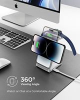 Stasiun Pengisian Daya Magnetik 4 in 1 Lipat, Penyangga Ponsel dari Paduan Seng, Pengisi Daya Nirkabel untuk iPhone, AirPods, dan iWatch