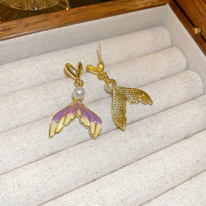 <strong>Silver</strong> Needle Princess Pearl <strong>Fish</strong> Tail Pendant Sweet Elegant Temperament New Small Luxury Wholesale Stud <strong>Earrings</strong> for Women - Product Image 6