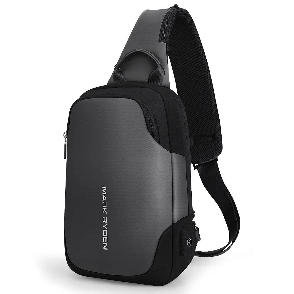 Mark Ryden wholesale cheap price fashion men mochila chest sling crossbody messenger bag with USB charging port MR7056