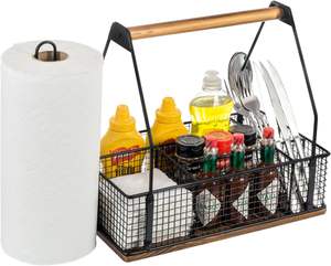 <span class=keywords><strong>Caddy</strong></span> portátil para parrilla de barbacoa para acampar con soporte para toallas de papel, almacenamiento de utensilios de Metal para exteriores, <span class=keywords><strong>Caddy</strong></span> para parrilla de <span class=keywords><strong>Picnic</strong></span> que ahorra espacio - Product Image 1