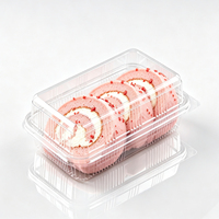 Conteneur alimentaire jetable en PET transparent avec couvercle à charnière pour gâteau aux fraises, chewing-gum, sushi, gelée - Capacité 9 oz, personnalisable