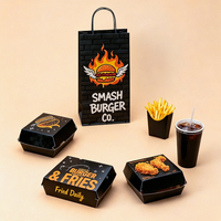 Boîtes à emporter en papier recyclables écologiques personnalisées pour les frites, les ailes de poulet, les hamburgers, les en-cas