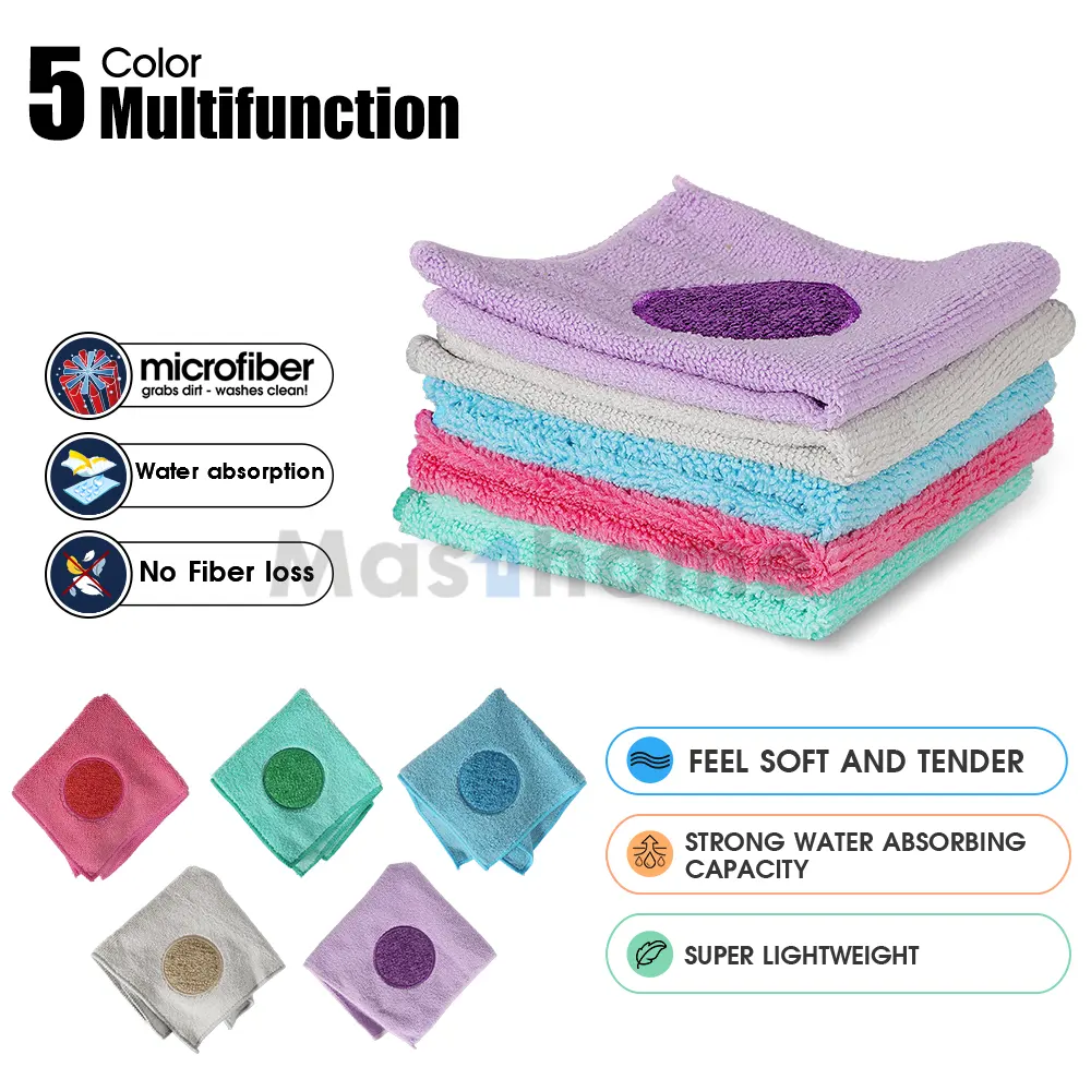 Masthome microfiber 부엌 세수 수건 접시 마찰 피복을 가진 세척 피복 접시 청소 넝마