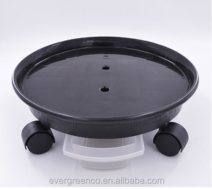 EG 300 Kit de pots de fleurs en plastique avec roues de soucoupes pour les hôtels de pépinière de jardin Conception ronde enduite pour l'utilisation du sol de plantation - Product Image 2