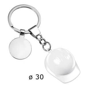 Porte-clés casque blanc en métal, diamètre 30 mm - Product Image 1