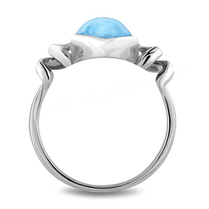 Bague en argent sterling 925, bijoux haut de gamme, pierre naturelle bleue, forme poire, véritable larimar, ruban, pour cadeau - Product Image 6