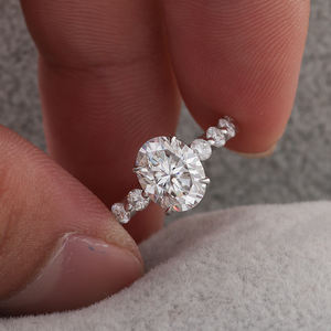 Классический стиль 10k кольцо из белого золота 3 карат большой размер овальным вырезом цветок обручальное кольцо, хорошее ювелирное изделие, кольца для влюбленных - Product Image 4