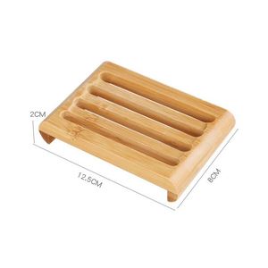 Natural <b>Bamboo</b> <b>Soap</b> <b>Dish</b> Self Draining <b>Soap</b> Holder for Bathroom Kitchen Sink - Product Image 2