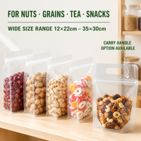 Sacs d'emballage alimentaire personnalisés en PET/PE recyclables, transparents, à 8 soudures latérales, pochettes verticales refermables pour noix, fruits secs, aliments pour animaux de compagnie