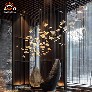 Lampadario di Lusso Moderno a Forma di Pesce in Vetro, Lampada a Sospensione Creativa a Forma di Stadio di Pesci per Decorazione di Hall di Hotel e Uffici Vendite - Product Image 2