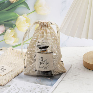 Custom Label Logo Cotton Mesh <strong>Drawstring</strong> Candle Gift Bag Natural Mesh Cotton Cosmetic Shopping <strong>Drawstring</strong> <strong>Pouch</strong> With Ribbon - Product Image 6