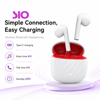 Écouteurs sans fil intra-auriculaires TWS avec 60h d'autonomie en veille, 4h de lecture musicale, 4h de conversation, étui de charge Type-C, ABS noir, blanc, vert, rose