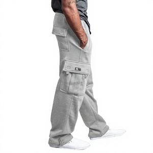 Lightweight Woolen Fleece Eco-Friendly Windproof Vintage <b>Cargo</b> Sweatpants Sport Regular Fit Mid Waist <b>Jogger</b> with Pockets Baggy - Product Image 2