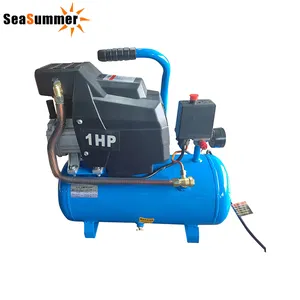 Seasummer 15L Máy Nén Khí Im Lặng Loại 1-Xi Lanh Máy Nén Khí 1HP Xách Tay 750W 8 Thanh Lạm Phát Máy Nén