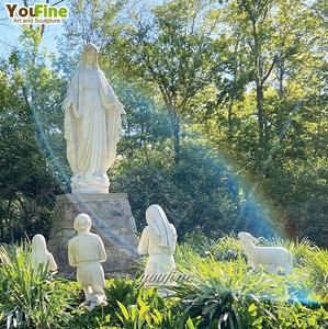 Estatua de Nuestra Señora de Fátima de Tamaño Real en Mármol Blanco, Tallada a Mano, Virgen María para Decoración de Jardín o Iglesia - Product Image 1