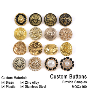 Boutons en métal doré pour vêtements, en alliage de zinc et laiton, avec logo gaufré, personnalisables OEM/ODM, certifiés Oeko-Tex Standard 100 - Product Image 1