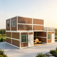 Villa conteneur préfabriquée sur mesure à double couche, étanche, isolée, pliable, modulaire, avec terrasse et espace de loisirs