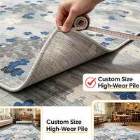 Tapis moderne de luxe à texture florale bleu brume douce, rouleau complet, pour salons et chambres d'hôtel