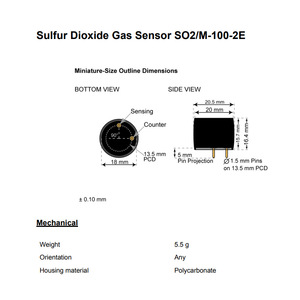 เซ็นเซอร์ก๊าซ Membrapor So2 รุ่น So2m-100-2e 0-100 ppm แบบอิเล็กโทรเคมี สำหรับความปลอดภัยและการควบคุมด้านสิ่งแวดล้อม - Product Image 4
