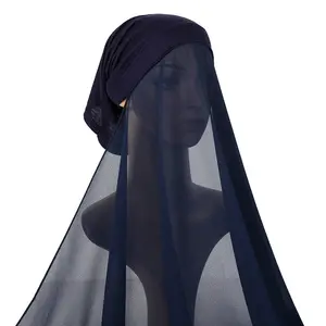 अंडरकैप फैशन के साथ नए रंग का इंस्टेंट शिफॉन हिजाब, स्कार्फ कैप के नीचे सॉलिड कलर शिफॉन हेड रैप, मुस्लिम फैशन हिजाब