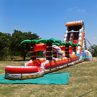 Toboggan aquatique gonflable géant de qualité commerciale, thème tribu primitive, toboggan aquatique amusant à double piste pour adultes, idéal pour les fêtes
