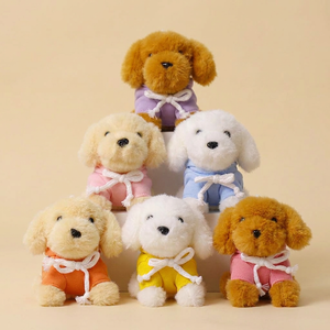 Portachiavi all'ingrosso con ciondolo in peluche a forma di mini cucciolo, personalizzabile con logo, morbido cane imbottito con felpa con cappuccio, ideale come regalo promozionale per negozi e macchine artiglio - Product Image 6