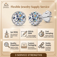 Boucles d'oreilles en moissanite pour femmes JINSEO, fabrication fine, argent plaqué rhodium S925, design géométrique et circulaire