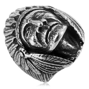 yunnique Men's <b>Titanium</b> Steel <b>Ring</b> Silver Face Design Geometric Pattern Gift Jewelry - Product Image 1