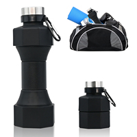 Bouteille d'eau d'haltère pliable 650ml bouteille d'eau d'haltère pour les femmes bouteille d'eau d'haltère de grande capacité
