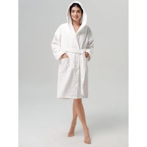 Peignoir en tissu éponge pour femme, long, doux, en peluche, longueur genou, avec poches, pour la douche et le spa - Product Image 3