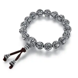 Custom the most popular mens and women 990 sterling silver beaded buddha bead bracelet for men