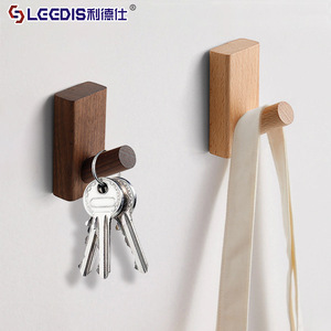 Lideshi Solid Wood Wall Hooks Rectangle Minimalist Design No Drill Installation Key Mail Organizer - Product Image 3