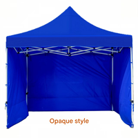 Tente pliante 3x3m rouge et bleue, gazebo pop-up, auvent extérieur avec fenêtre de style église et parois latérales