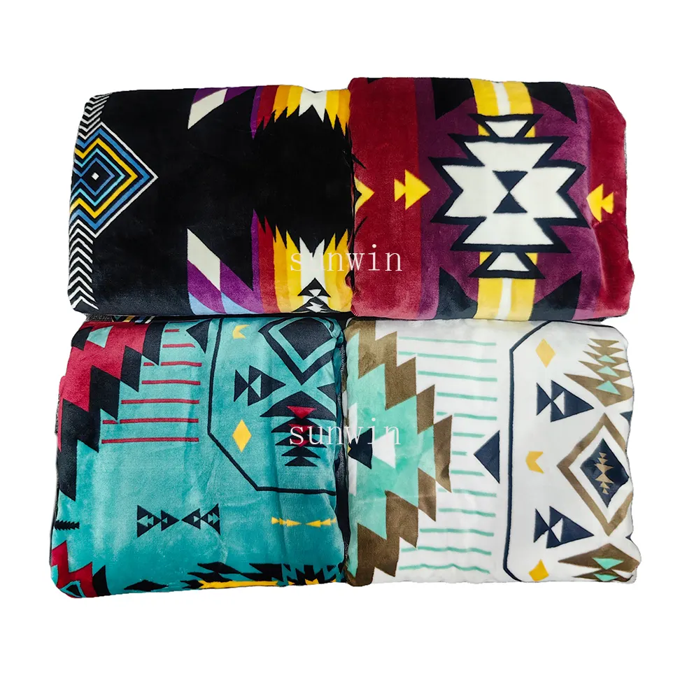 Customized Print Soft Warm One Layer Flannel Western Fleece Blanket