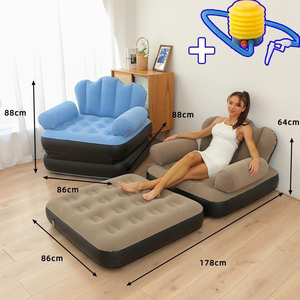 <b>Foldable</b> Portable Inflatable Sofa Bed Chair <b>Mattress</b> Outdoor Air Sofa Couch Lounger for Bedroom Living Room Inflatable Sofa Bed - Product Image 4